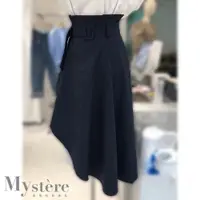 在飛比找誠品線上優惠-My'stere韓國時尚不規則裙襬高腰腰帶顯瘦中長裙-深藍L