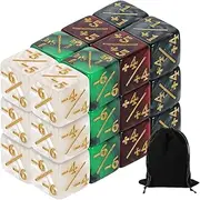 sourcing map 24Pcs Magic Dice Counters, Acrylic D6 Life Token Dice Set for Standard Cards Gaming, White Marble, Black Marble, Red Black, Green Black