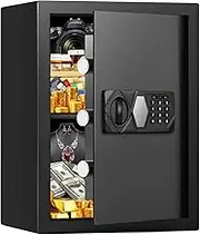2.6 Cub Safe Box for Home Use, Home Safes with Spare Keys and Alarm System, Anti-Theft Fireproof Safe for Home Business Office