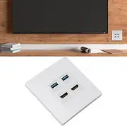 Professional Hd Multimedia Interface Ethernet Wall Plate: with High Speed Usb3.0, Supports 4K 60Hz, 4-Port Wall Outlet Box for Computer, Tv, Hard Disk, and Projector