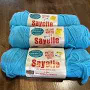 Sayelle Yarn Vintage 3 Skeins Of 4 Oz Lt Turquoise Acrylic