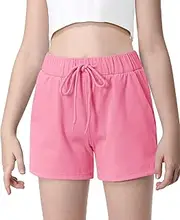 [QooNoo] Girls Athletic Shorts with Pockets Tennis Shorts for Girl High Waist Running Shorts for Teen Kid