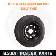 SUNRAYSIA BLACK 15" - 6 STUD WHEEL WITH 235R15 LT TYRE ! Trailer Parts