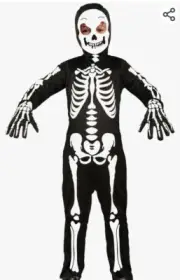 Koatobbor Children Skeleton Costume Halloween Jumpsuit, Mask, & Glove MEDIUM