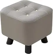 Creative Cat Scratch Leather Stool Solid Wood Small Shoe Changing Stool Square Footstool Foot Rest Stool for Home Office Entryway Home Living Room Coffee Table (Grey)