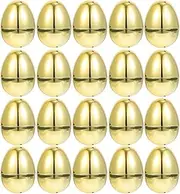 Alipis 20Pcs Metallic Golden Easter Eggs 6x4CM Plastic Fillable Shinny Gold Easter Eggs Easter Basket Stuffers Easter Eggs Hunt Shiny Easter Eggs