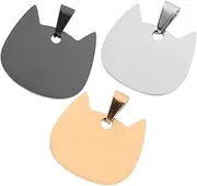 GREENADSCAPE 3pcs Pet Id Pet for Cats Custom Puppy Collars Large Cat Tag Shaped Puppy Blank Staneless Steel Dog Tags Labels Engraved Indoor Chat Name Engraving Paw Kitten Cute Stainless Steel
