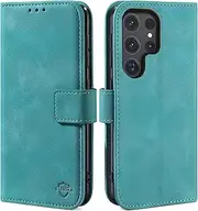STAWLKA Case for Samsung Galaxy S23 Ultra, Premium Flip Wallet Case Card Holder Kickstand Magnetic PU Leather Shockproof TPU Bumper Protective Folio Phone Cover for Samsung Galaxy S23 Ultra - Green