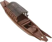 HOOTNEE Natural Wooden Boat Model Miniature Desktop Boat Ornament for Home Decor Rustic Craft Present for Collectors for Office Bedroom Dining Table Decoration