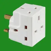 13 Amp Fused UK Mains 3 Pin Electric Plug Socket 3 Way Spliter Adaptor Converter