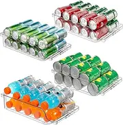 4 Packs Clear Width Adjustable Soda Can Organizer for Refrigerator Expandable Soda Can Dispenser for Beer Soda Seltzer Pop Can Soda Expand Organizer for Fridge Kitchen Pantry
