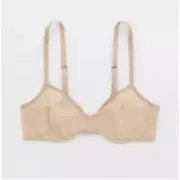 Aerie Size 34B Nude Tan Smoothez Stretchy Mesh Unlined Underwire Balconette Bra