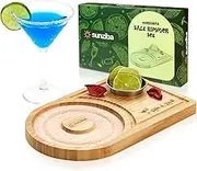 Sunziba Margarita Salt Rimmer Set for up to 6" Rims | Bamboo Salt Rimmer for Cocktails | Bartender Accessories & Home Bar Gift | Margarita Kit and Bartender Tool