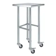 20 in. x 20 in. Stainless Steel Work Table Open Base & Wheels | Mobile Table