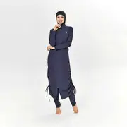 3PCS Muslim Modest Burkini Swimwear Abaya Swimsuit For Women Abayas Hijab Islamic Long Sleeve Full Cover Ups Swimming Suit Swim Dark blue xxL