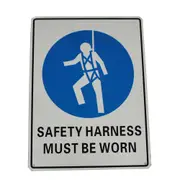 Warning Notice Safety Harness Must Be Worn Sign 200x300mm Metal Al Outdoor