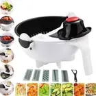 5-in-1 Kitchen Vegetable Chopper Salad Fruit Mandolin Slicer with Filter Bask✨a
