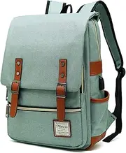 Mancio Slim Laptop Backpack with USB Charging Port,Vintage Tear Resistant Business Bag for Travel, College, School, Casual Daypacks for Man,Women, Fits up to 15.6Inch MacBook