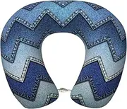 SKKNT Gradient Blue Denim Print Lightweight Travel Neck Pillow U-Shaped Memory Foam Head Neck for Airplanes