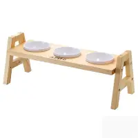在飛比找博客來優惠-【毛孩王】AFU 台製三口原木餐桌 寵物碗架 寵物碗 貓碗 
