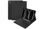For Apple ipad Pro 13 2024 With Pencil Holder Wireless Bluetooth Keyboard Case Leather Smart Cover (Black)