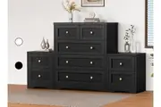 ALFORDSON 5 Chest of Drawers 2x Bedside Table Hamptons Bedroom Storage Black