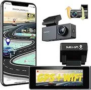 Carlover 4K Dual Dash Cam with GPS & 5G WiFi, Included SD 64 GB,Front and Rear Car Camera, UHD DVR Video Recorder, Night Vision, Parking Monitor, Loop Recording, Smart App Control, Support 256 GB Max