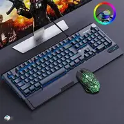Mechanical Gaming Keyboard Mouse Multimedia Knob Sandblast Metal Panel 104 Keys