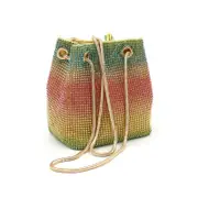 Nevenka Womens Full Rhinestones Bucket Bag Evening Shinny Clutch Purse