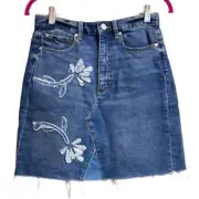 LA VIE REBECCA TAYLOR Floral Patch Denim Skirt NWT Size 26