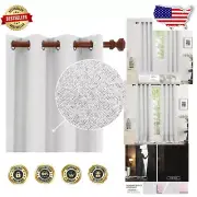 Elegant Greyish White Blackout Curtains with Grommets - 52"Wx108" (Set of 2)