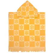 Bambury Kids Daisy Check Poncho Hooded Beach Towels-Quick Drying - Mango
