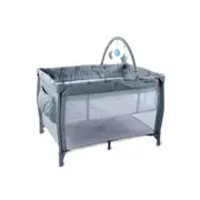 Babystudio 3-in-1 Portacot Play Yard/Travel Cot Crib w/ Toy Bar/Mattress Grey