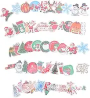 CAXUSD 50Pcs Holographic Christmas Stickers Decorative Adhesive Stickers for Present Boxes Water Bottles for Christmas Decorations and Festive Projects
