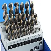 29-Piece Drill Bit Set, High-Speed Steel Black and Gold Finish with 135 Degre...