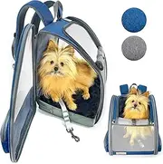 PIPCO PETS - Backpack Carrier for Dogs, Cats, Rabbits, Small Pets | Pet Travel Bag for Walking, Hiking, Cycling, Biking | Mesh Ventilation, Comfortable Padding, Collapsible Design (Denim Blue)