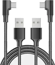 Elbow USB A to USB C Cable Nylon Braided 60W 1M(2 Pack) USB Type C Fast Charging Cable for iPhone 16/16 Plus/16 Pro Max/15/15 Plus/15 Pro Max-Black