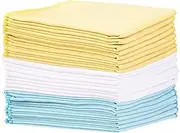Amazon Basics Blue, Yellow and White Suede Cleaning Cloth, 24-Pack