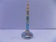 PERFUME BOTTLE GLASS BLUE W/GOLD LEAF TALL PO