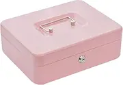 Cash Lock Box, Sturdy Money Box with Secure Lock, Metal Locking Secure Portable Saving Organizer for Document Register Valuables Business Storage Passport Home Security
