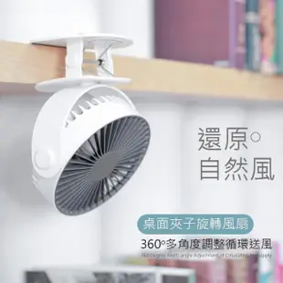 旋轉夾式桌扇/立式電風扇(USB充電式+三檔風量+定時)