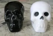 NEW 2024 Mini Halloween Salt & Pepper Shakers Black & White Skull Cracker Barrel