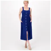 Susan Graver Weekend Regular Cool Touch Button-Front Midi Dress - Size Small NEW