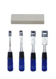 4 Pc PVC Handle Cabinet-Woodwork Prime Tool 25 Degree Beveled Wood Chisel Set