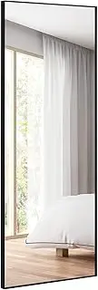 GIANTEX Full Length Mirror, 150x56cm, Full Body Mirror w/Aluminum Frame & Explosion-Proof Glass, Hanging/Leaning Against The Wall, Floor Mirror Dressing Mirror for Bedroom Living Room (Black)