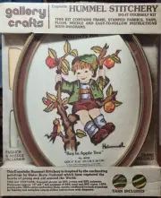 VTG Gallery Crafts Hummel Stitchery Kit Boy in Apple Tree 8032 Frame NEW SEALED