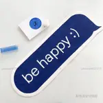 💙💙要快樂BE HAPPY地毯 可來因藍色臥室床邊地墊 客廳家用房間地毯兒童房簡約地毯