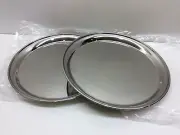 2 - Royal Industries Service Tray Round Stainless Steel 14'' Silver