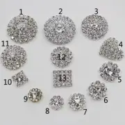 Silver Base Rhinestone Buttons Shiny Crystal Charm DIY Sewing Craft Button 10Pcs