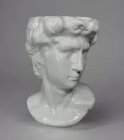 Michelangelo’s David Head Sculpture Bust Ceramic Vase Planter Pot White Ivory